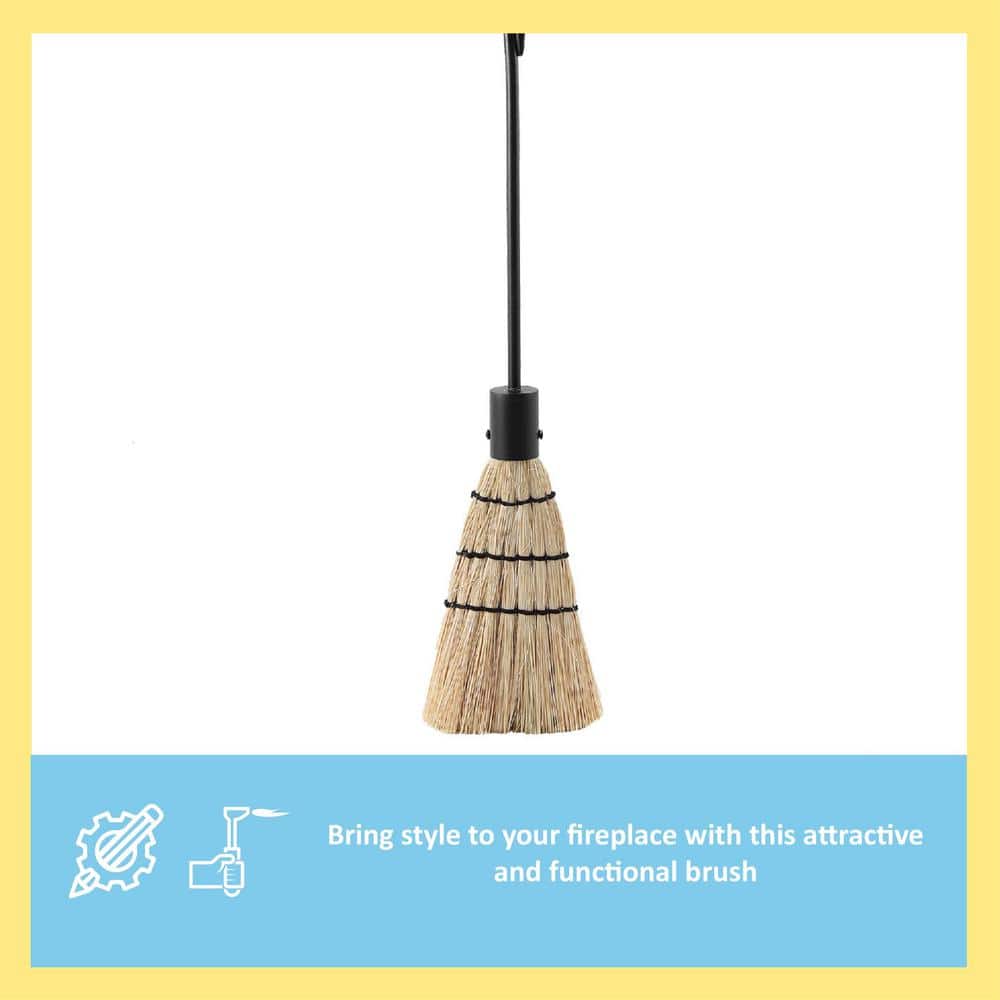 28 in. Tall Black Rope Design Standard Fireplace Brush Tool - Hercitys