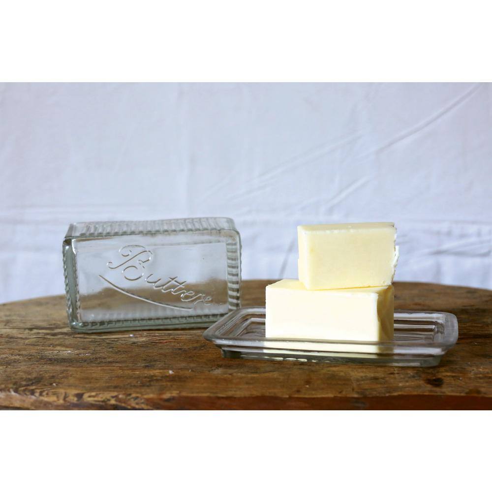 15 oz. Clear Pressed Glass Butter Dish with Lid (Set of 2) - Hercitys