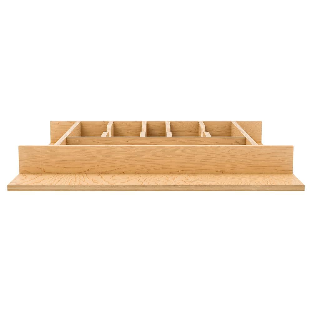 2.36 in. H x 19.25 in. W x 19.49 in. D Light Brown Wooden Utensil Drawer Insert - Hercitys