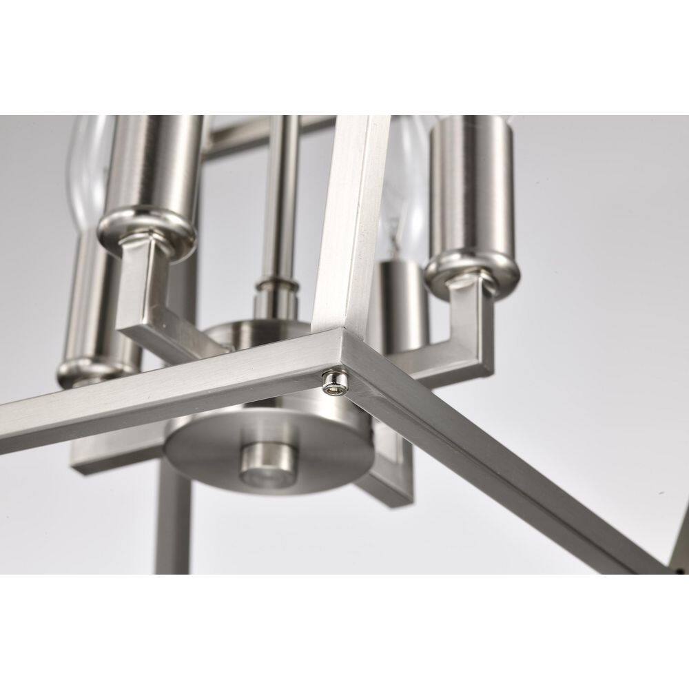 12 in. 4-Light Brushed Nickel Cage Lantern Farmhouse Semi-Flush Mount - Hercitys
