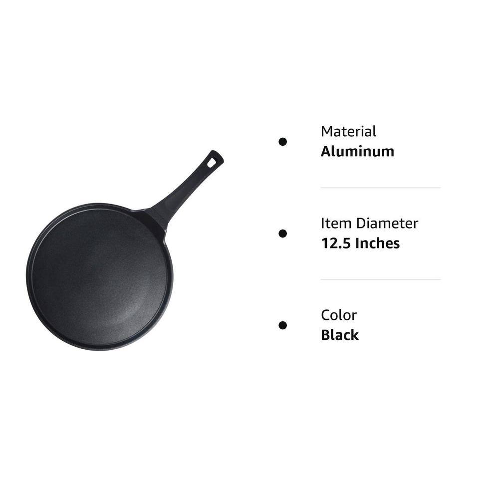 12.5 in. Aluminum Dual-Layer Nonstick Coating Quick Cleanup Crepe Pan Bakelite Handle Design Induction Compatible - Hercitys