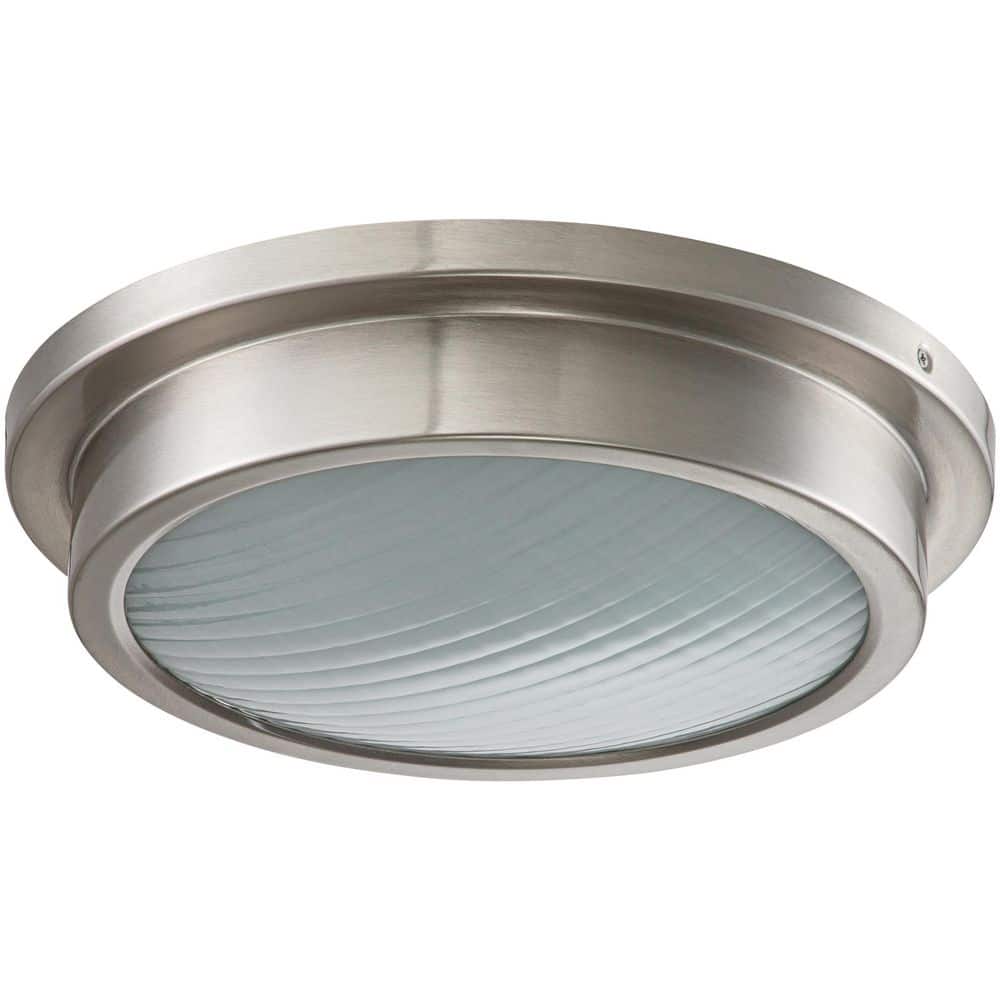 14 in. 1-Light Brushed Nickel Dimmable 30-Watt LED Flush Mount Ceiling Light with Glass Shade - Hercitys