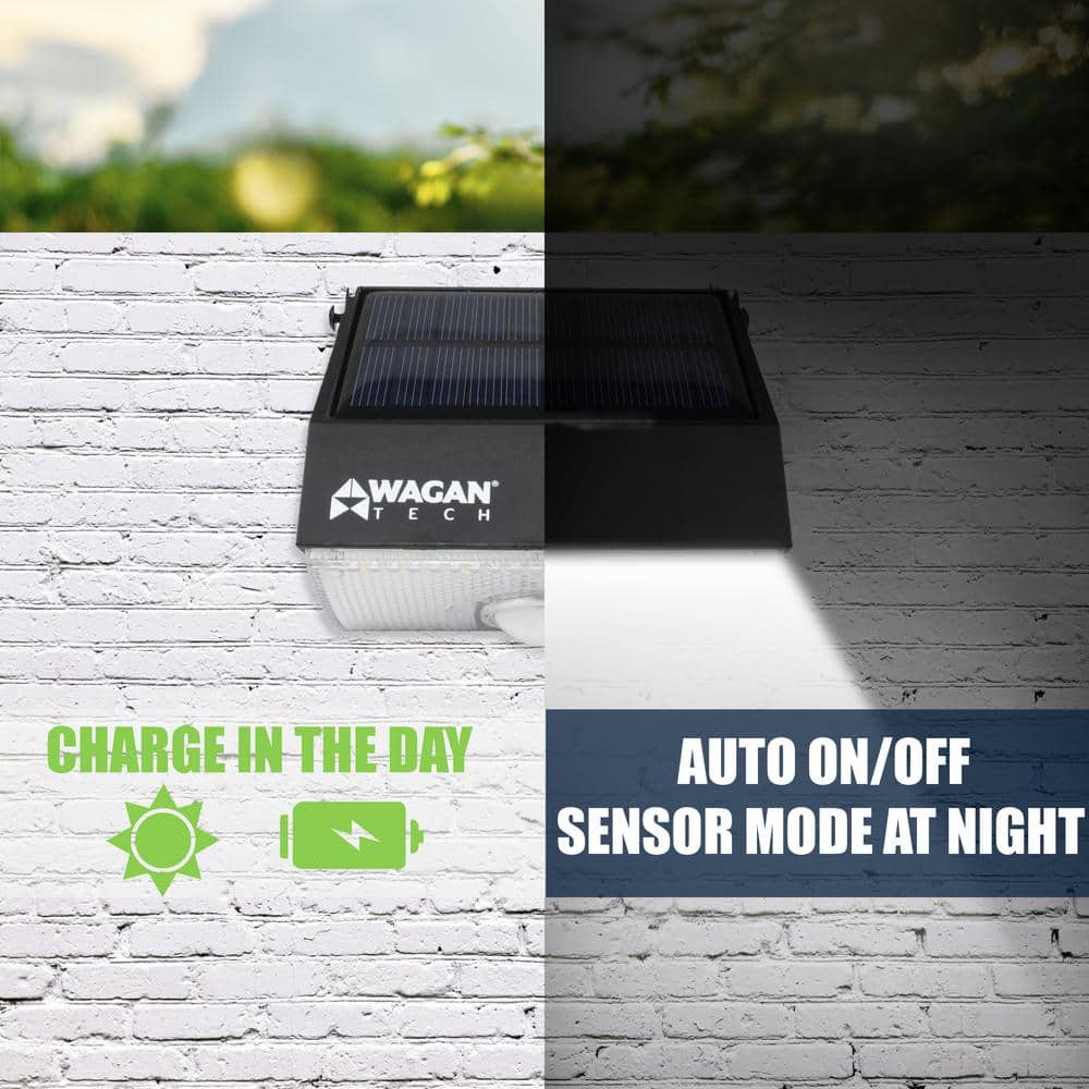 1000 Lumens Integrated LED Black Motion Activated Solar Security Wall Pack Light, 4000K - Hercitys