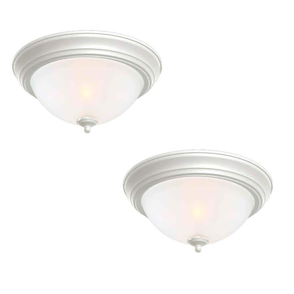 13 in. 2-Light White Flush Mount (8-Pack) - Hercitys