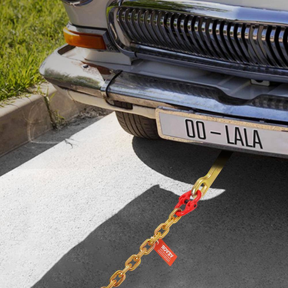 2-Pieces 5/16 in. x 6 ft. G80 Tow Chain 1 5 in. J Hook Long Shank RTJ and Grab Hooks Wrecker - Hercitys