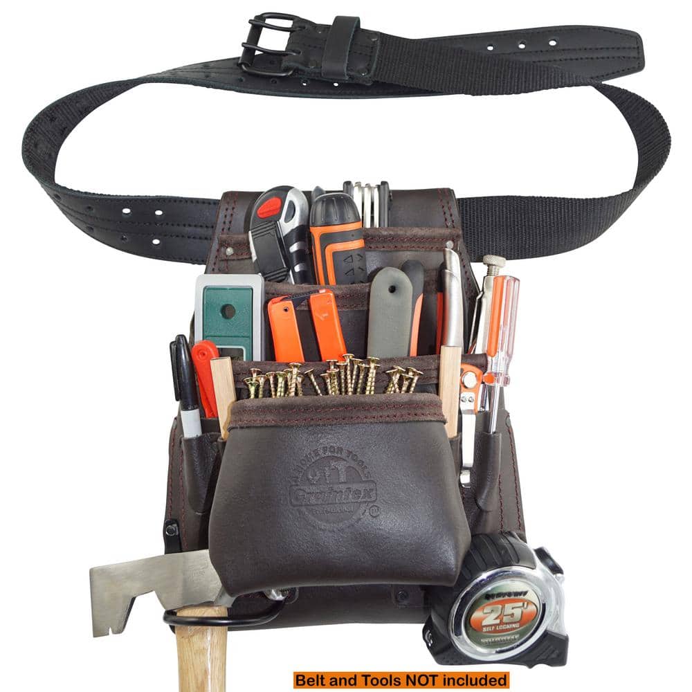 10-Pocket Oil Tanned Leather Nail and Tool Pouch - Hercitys