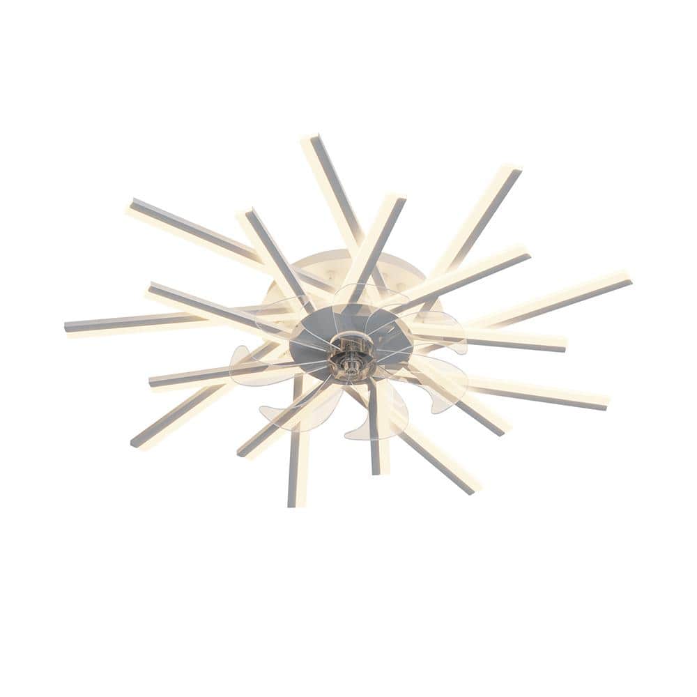 36 in. Indoor White Ceiling Fan with Light, Flush Mount Ceiling Fan with Remote App Control, Dimmable, 3-Color, 6-Speeds - Hercitys