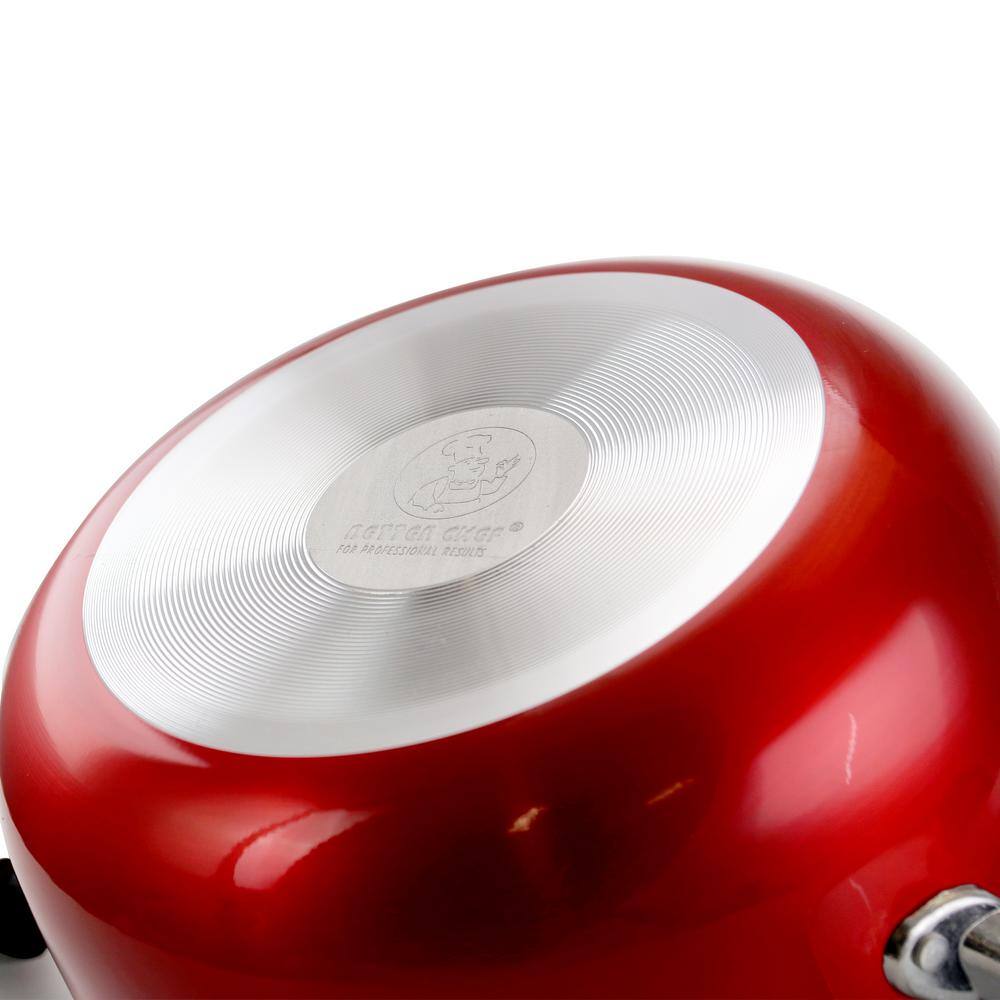 3 qt. Round Aluminum Nonstick Dutch Oven in Red with Glass Lid - Hercitys