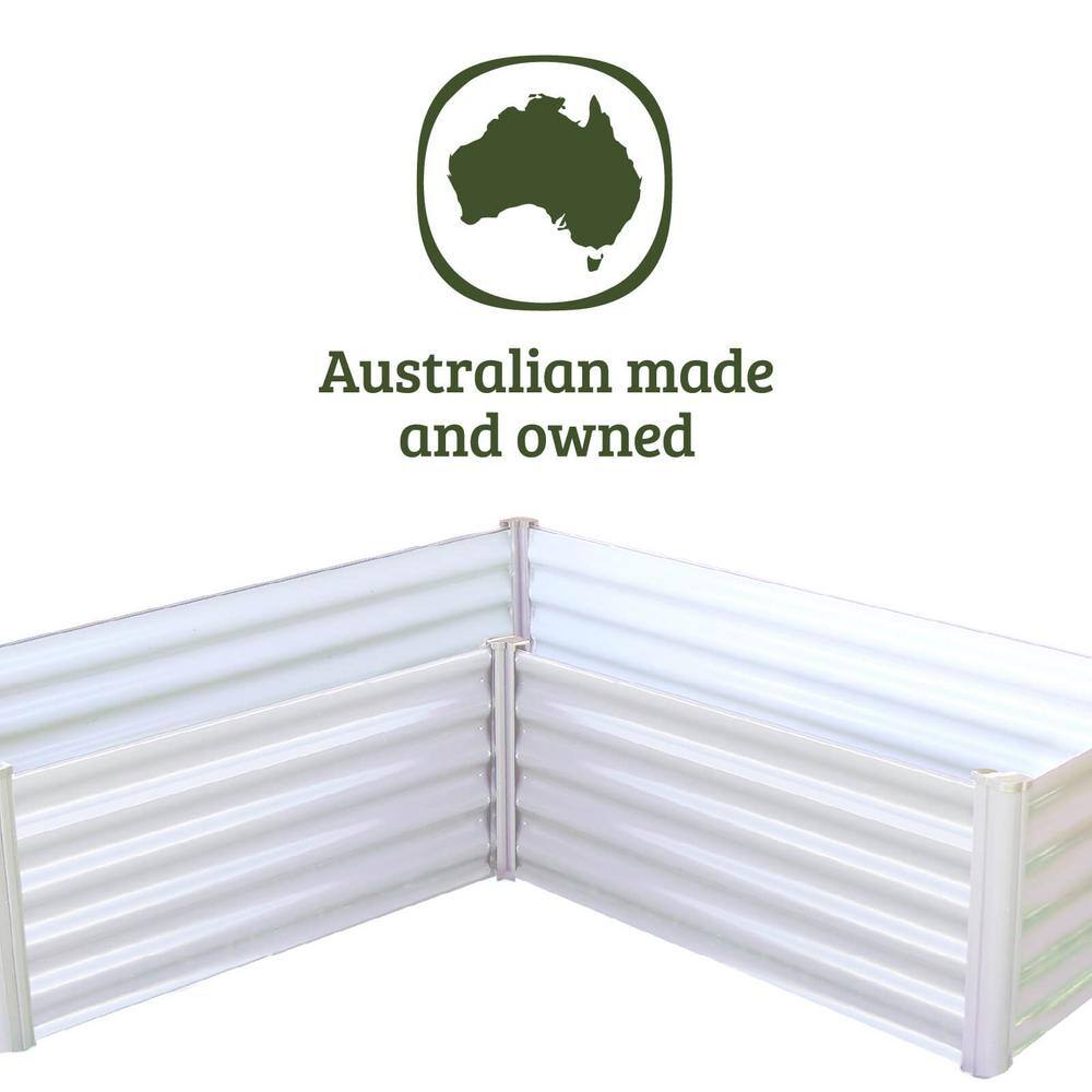 48 in. W x 48 in. D x 12 in. H Surfmist White Galvanized Steel Metal L Raised Garden Bed - Hercitys