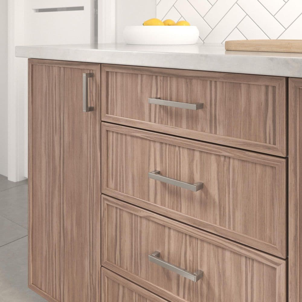 (10-Pack) Laconia Collection 5-1/16 in. (128 mm) Modern Brushed Nickel Rectangular Cabinet Bar Pull - Hercitys