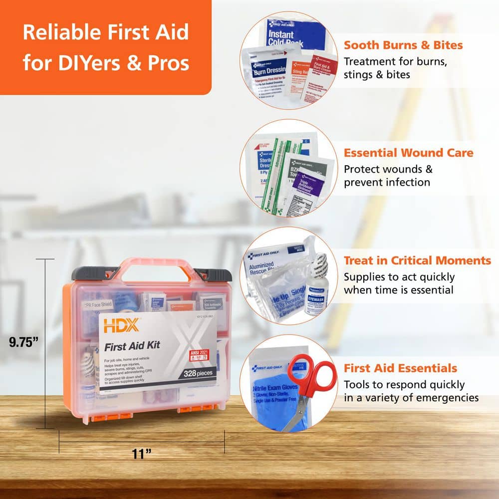 328-Piece ANSI Plastic First Aid Kit - Hercitys
