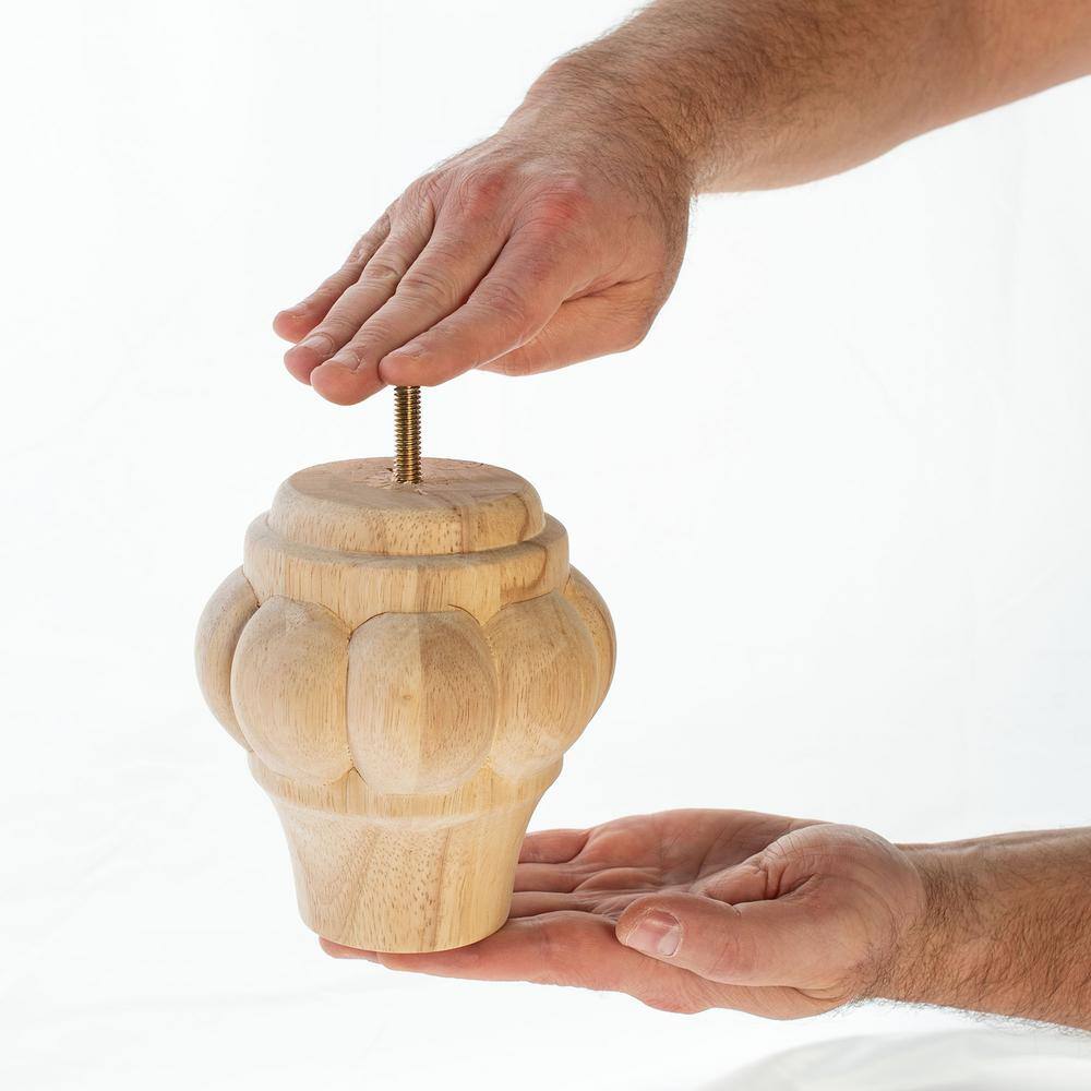 5 in. x 4-1/2 in. Stained Cherry Solid Hardwood Round Sofa Leg - Hercitys