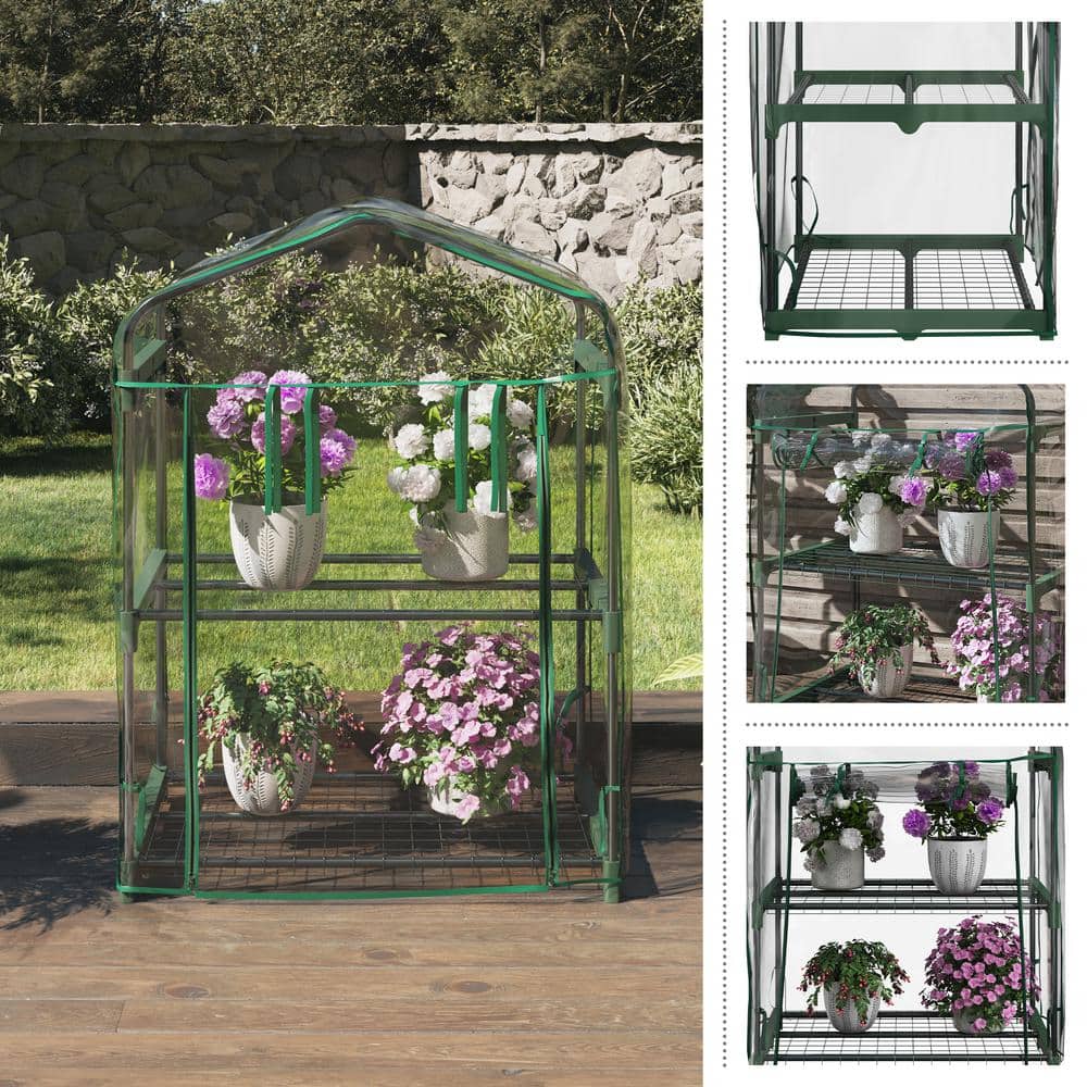 27 in. W x 19 in. D x 37.5 in. H PVC/Steel Clear Mini Greenhouse - Hercitys