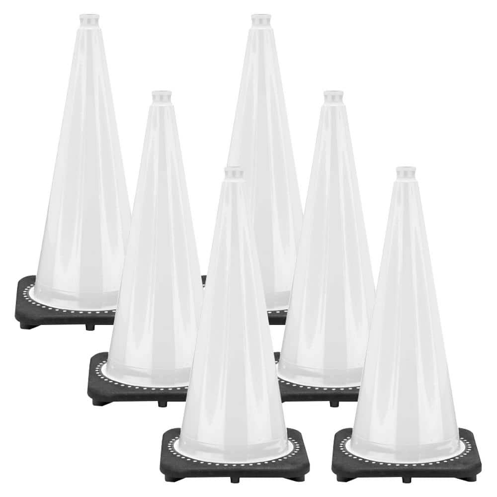 28 in. White Traffic Cones (6-Pack) - Hercitys
