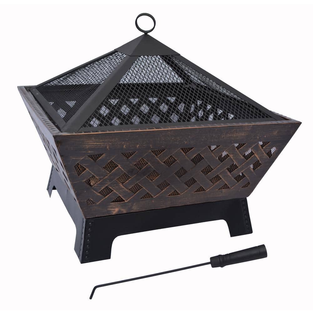 26.5 in. W x 25 in. H Square Steel Lattice Fire Pit - Hercitys