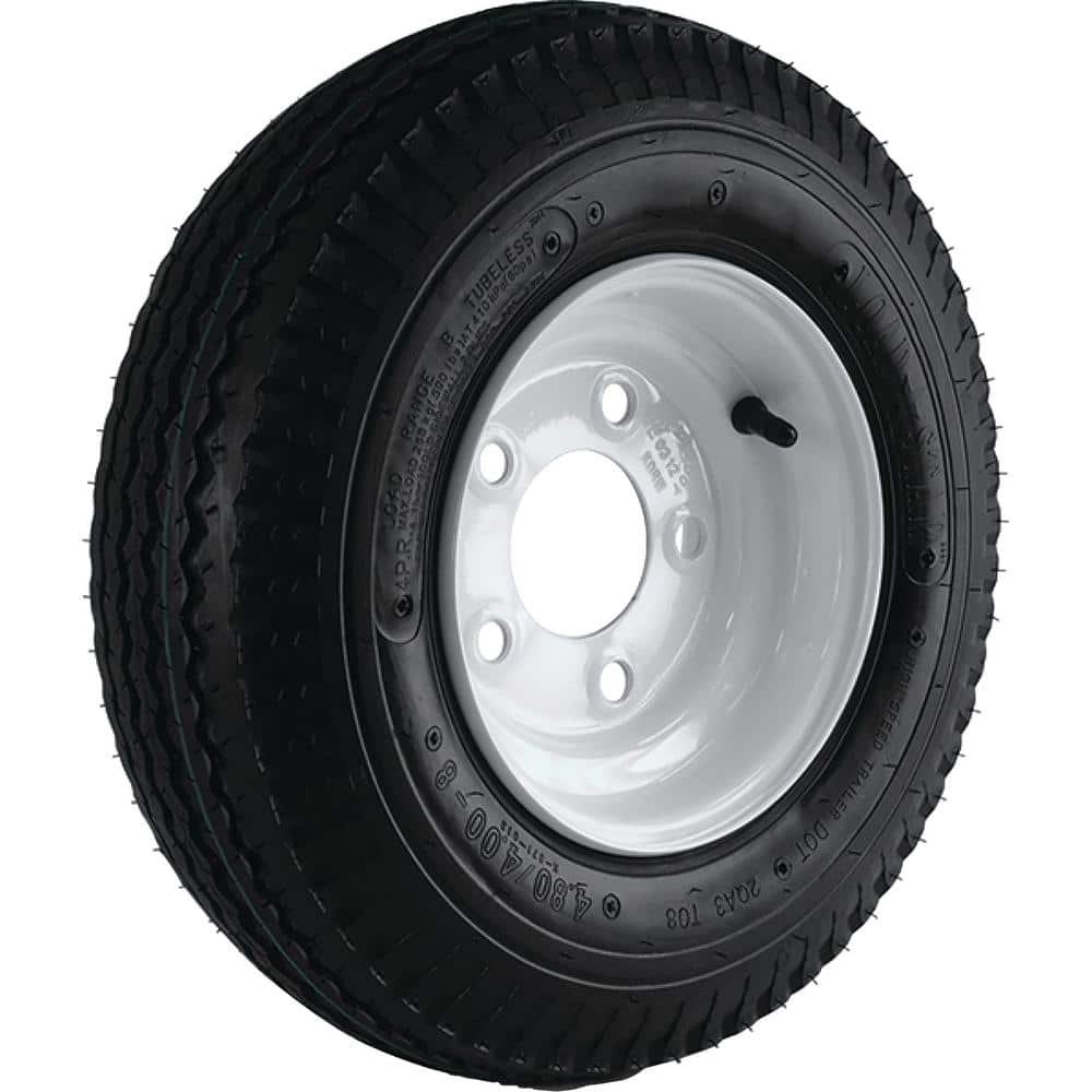 480-8 K371 590 lb. Load Capacity White 8 in. Bias Tire and Wheel Assembly - Hercitys