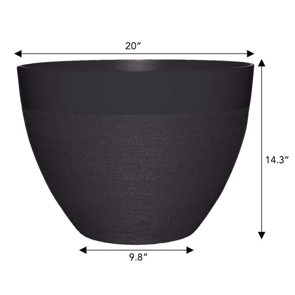 20 in. Decatur Black Resin Planter - Hercitys