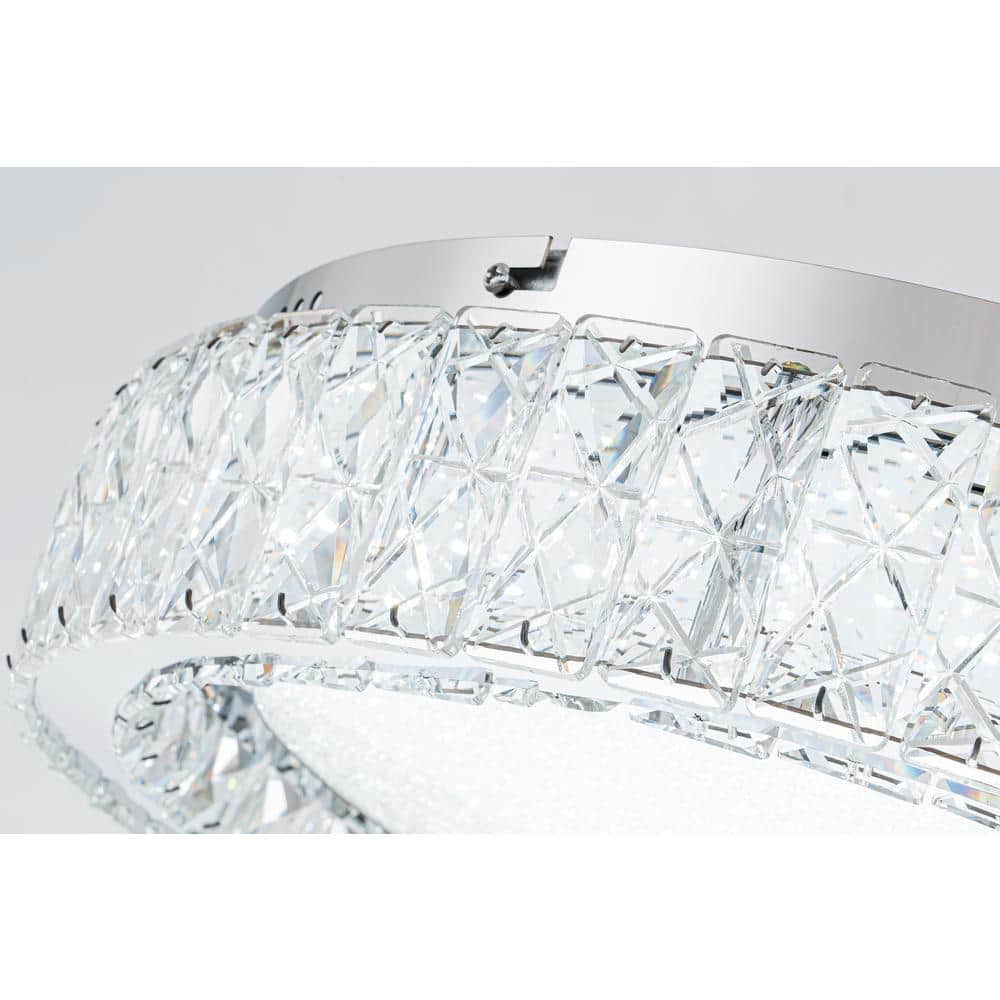 21.6 in. 1-Light Modern Crystal Chrome LED Flush Mount Ceiling Light - Hercitys