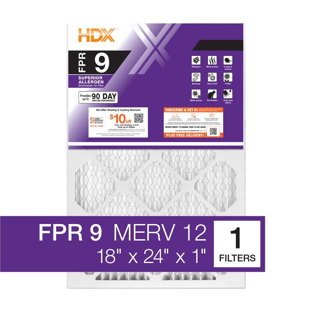 18 in. x 24 in. x 1 in. Superior Pleated Air Filter FPR 9, MERV 12 - Hercitys