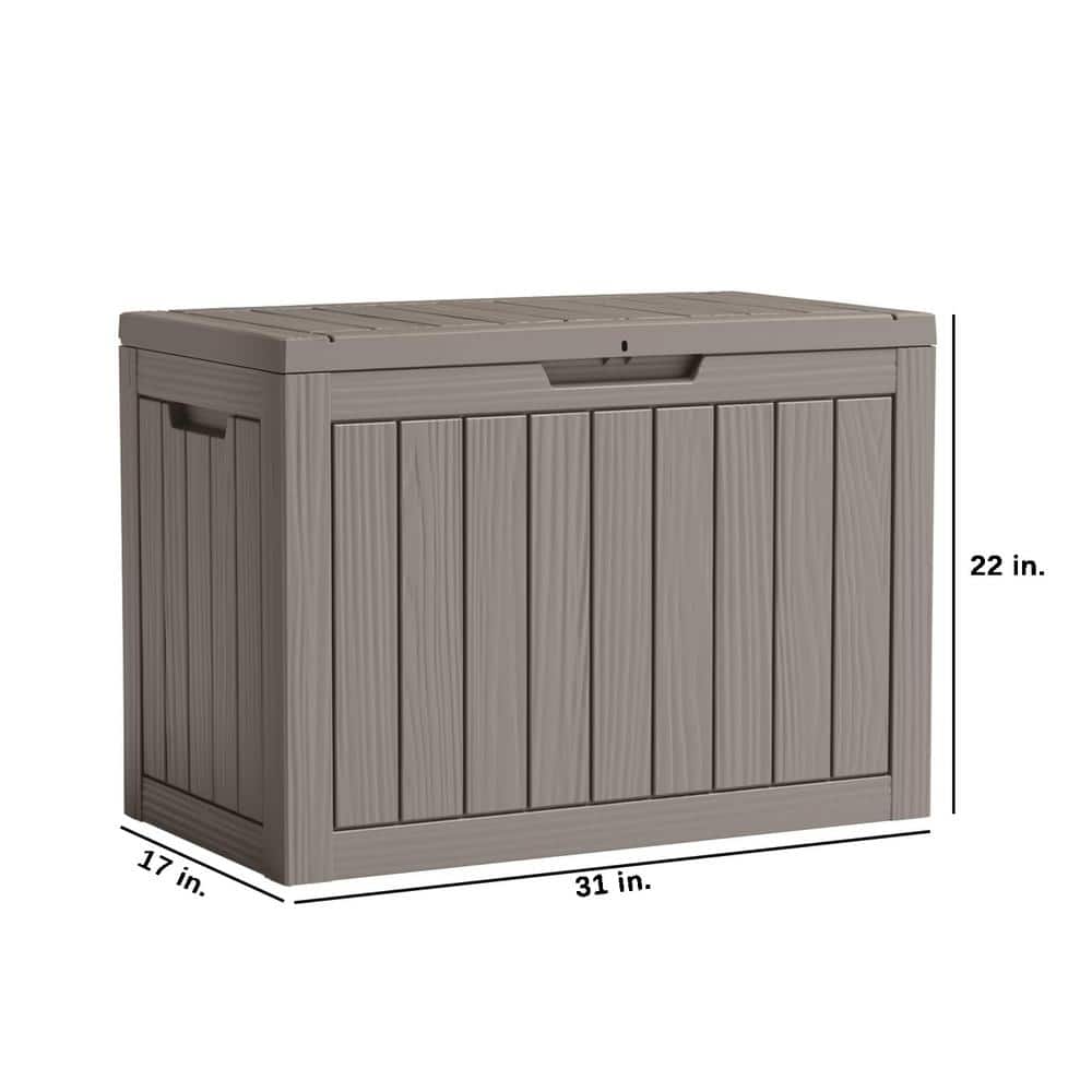 45 Gal. Light Brown Resin Deck Box with Lockable Lid - Hercitys