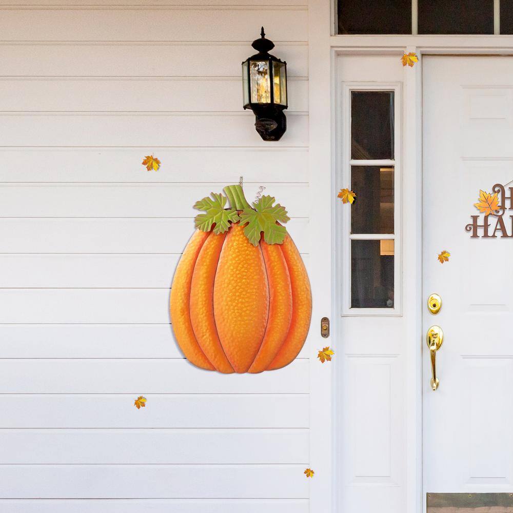 37.75 in. H Fall Metal Embossed Glitter Pumpkin Yard Stake - Hercitys
