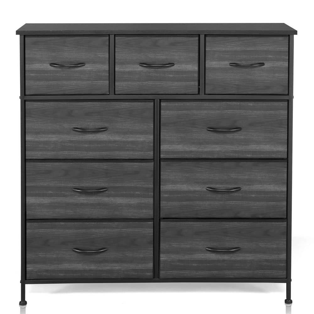 39.6 in. W x 40.2 in. H x 11.8 in. D Fabric Charcoal Black 9-Drawer Storage Unit - Hercitys