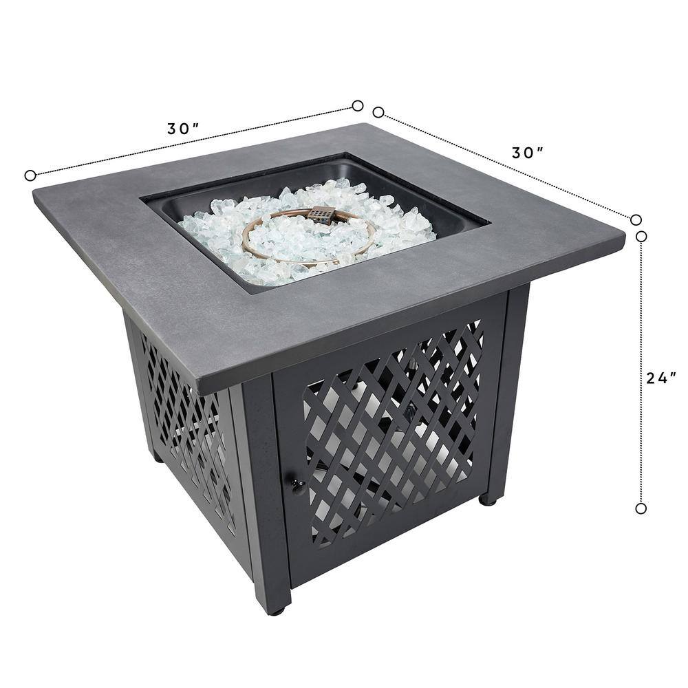 30 in. W x 24 in. H Square Metal Brown and Black Fire Pit Table - Hercitys