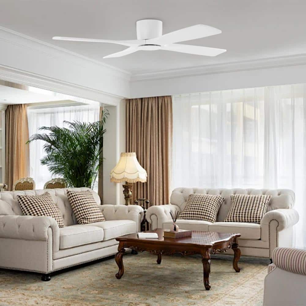 54 in. Ceiling Fan 6 Speeds Wall Fan in White with Remote - Hercitys