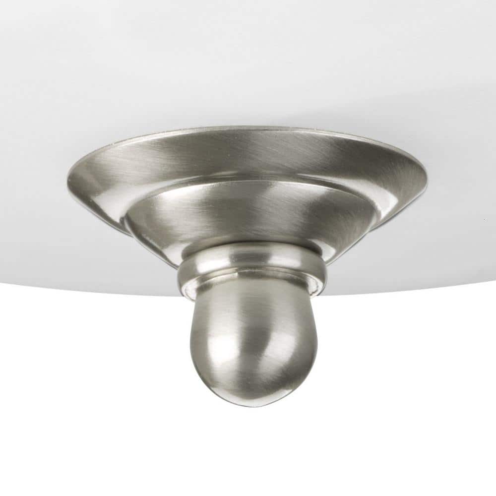 15.25 in. 3-Light Brushed Nickel Flush Mount with Alabaster Glass - Hercitys