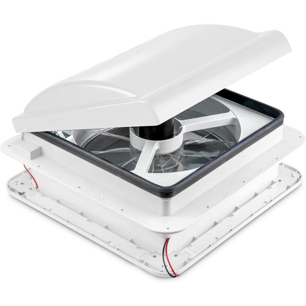 3.75 in. x 14 in. Manual RV Roof Vent Fan with 3-Speeds and LED Light – White - Hercitys