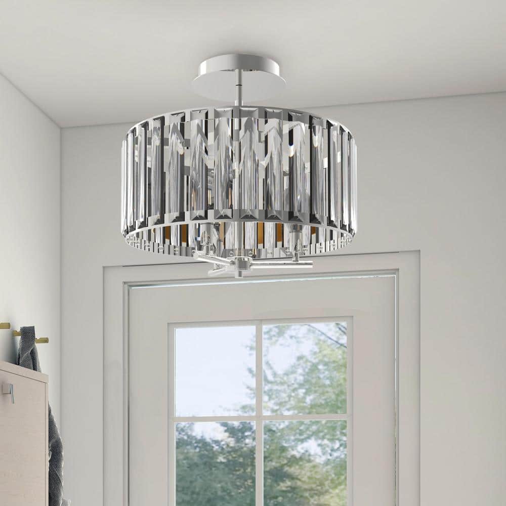 3-Light Crystal Semi Flush Mount Ceiling Light - Hercitys