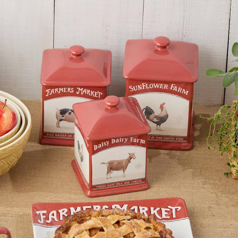 3-Piece Ceramic Farm Square Canister Set - Hercitys