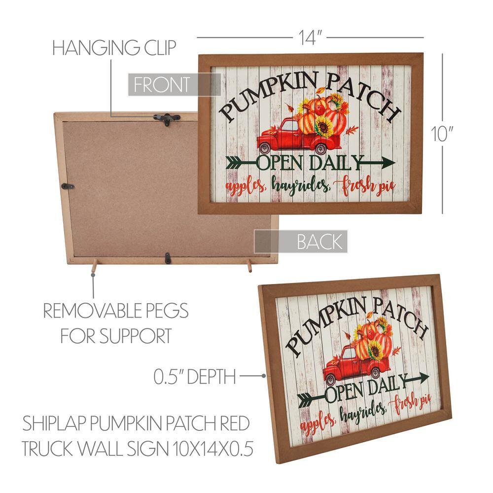 10 in. Shiplap Pumpkin Patch Fall Red Truck Harvest Wall Sign - Hercitys