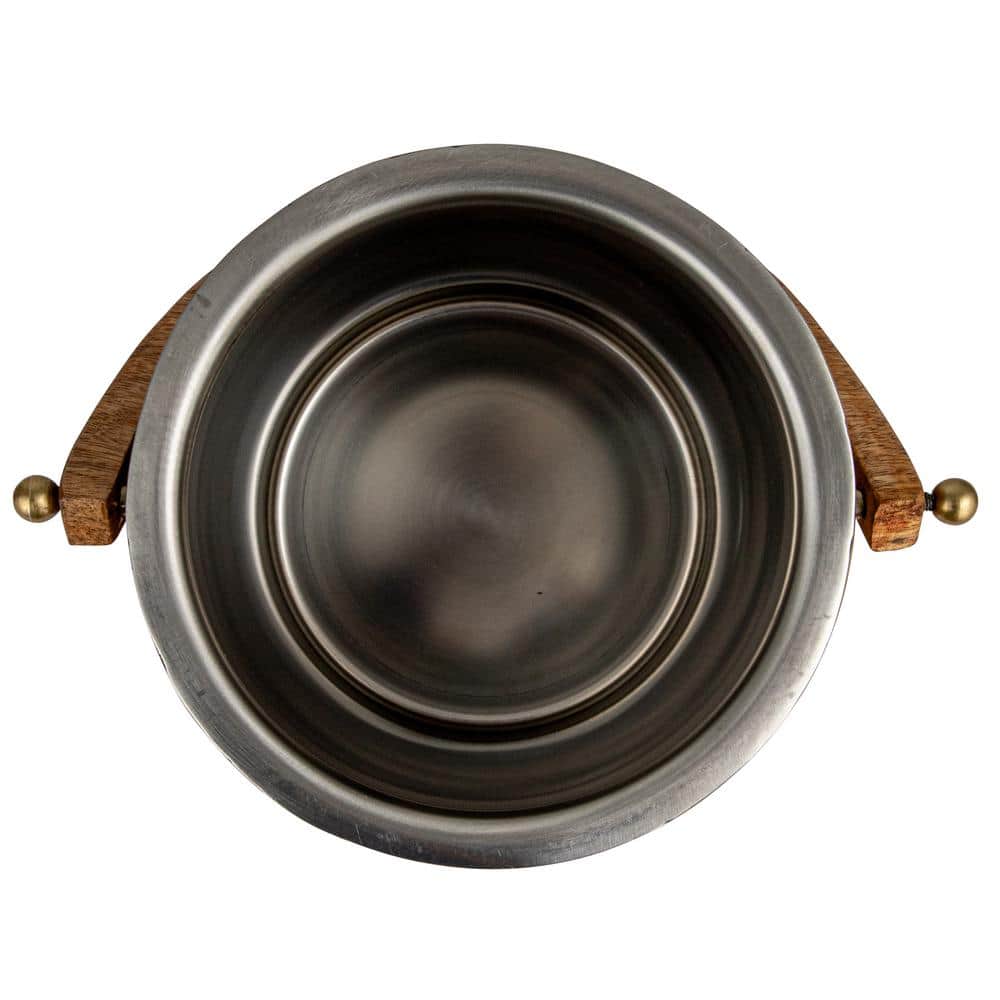 3-Quart Gold Rattan and Steel Ice Bucket - Hercitys