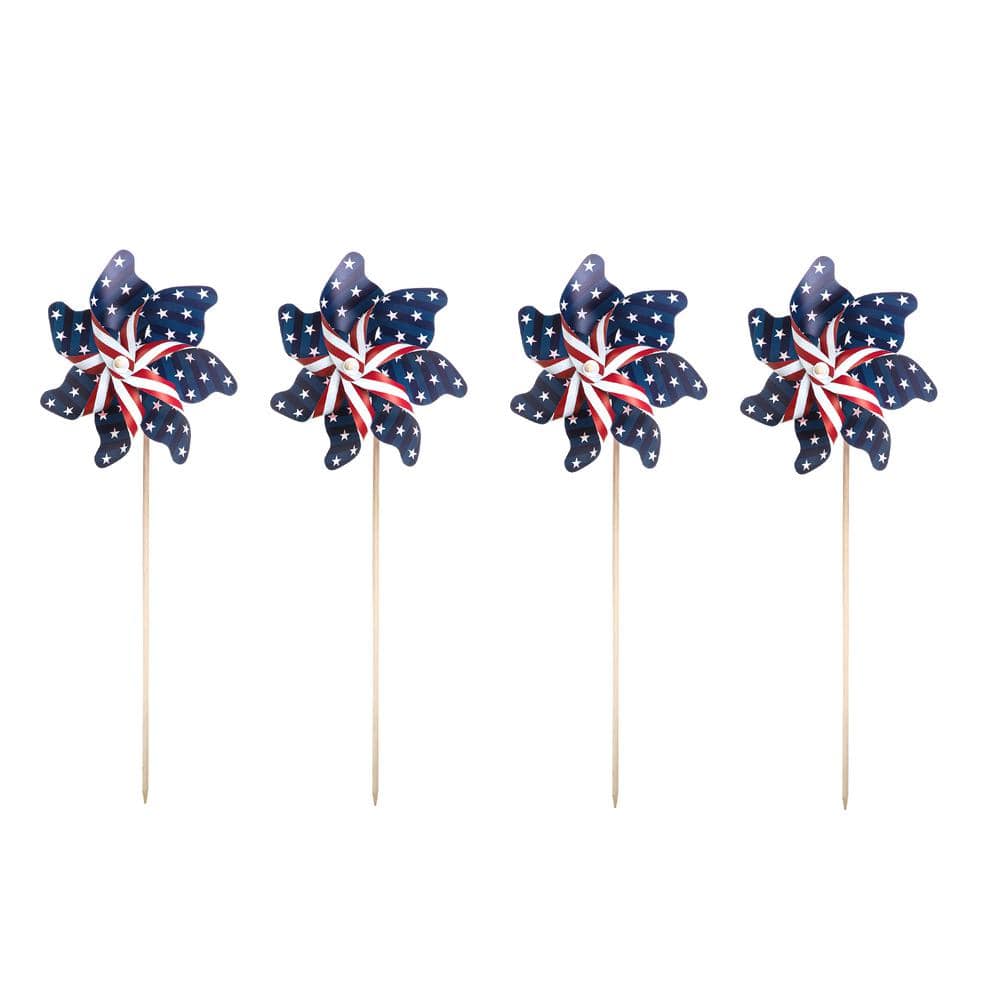 43.25 in. H Set of 4 Patriotic/Americana Plastic Windmills(KD) - Hercitys