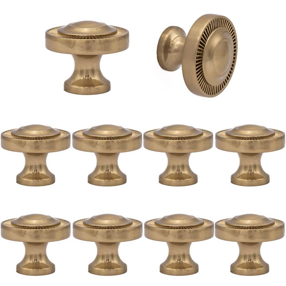 10-Pack Minted 1-1/2 in. (38 mm) Traditional Satin Brass Round Cabinet Knob - Hercitys