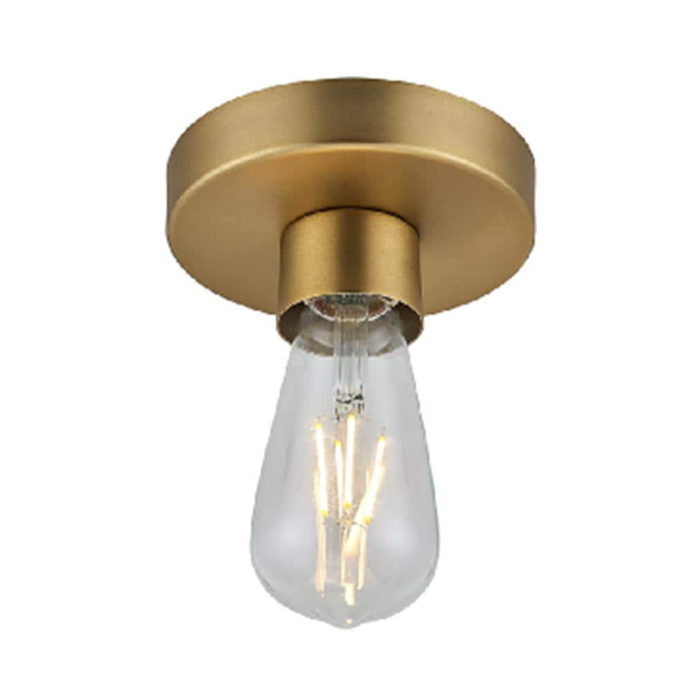 5 in. 1-Light Gold Flush Mount with No Bulbs Included - Hercitys