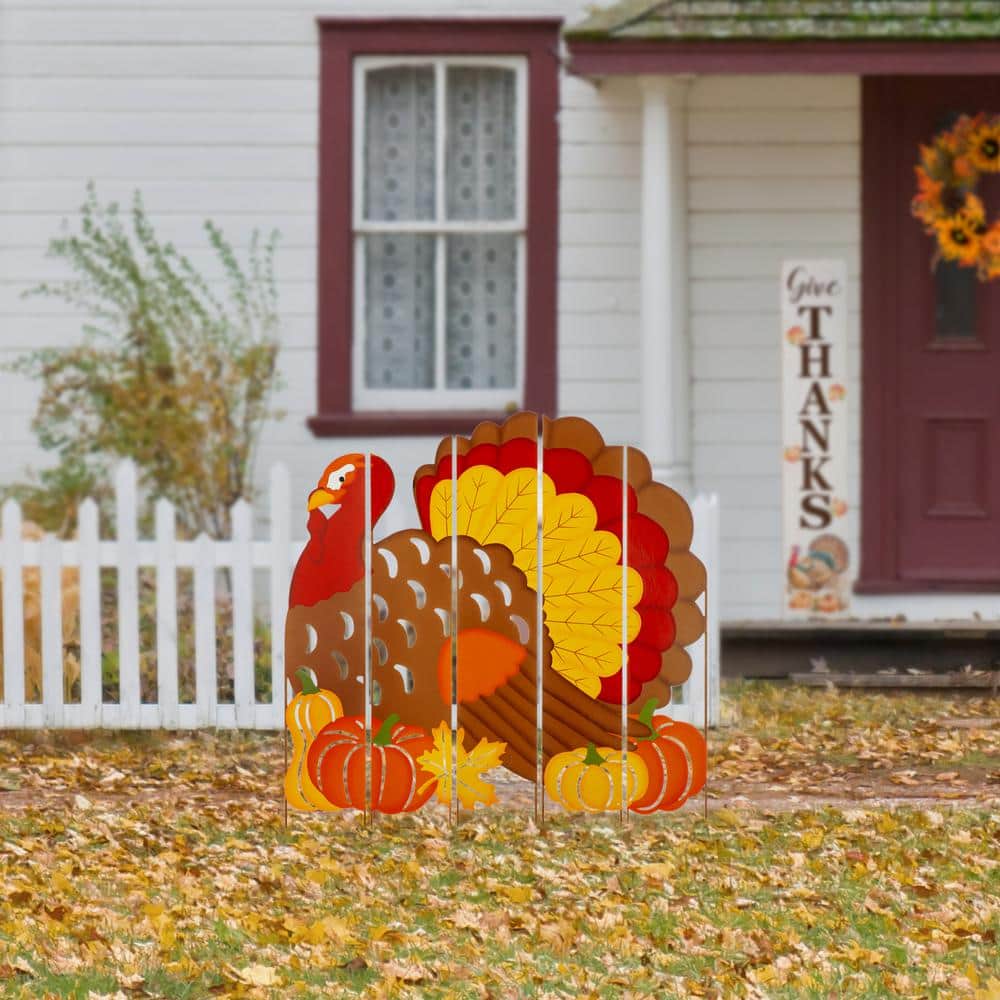41.5 in. H Thanksgiving Metal Turkey Combo Yard Stake or Hanging Decor (2 Function) - Hercitys