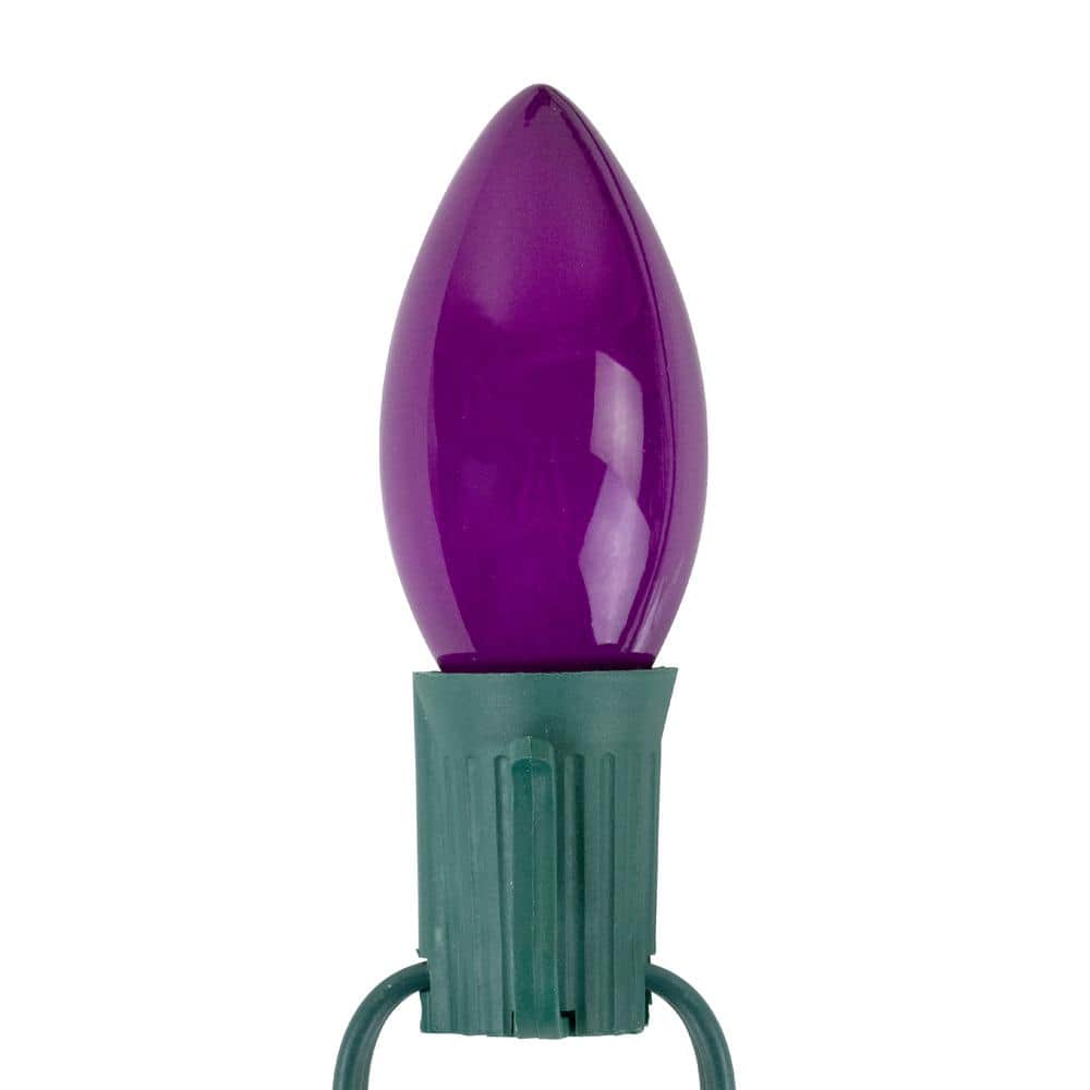 25-Light Opaque Pink Purple C9 Christmas Lights with Green Wire - Hercitys