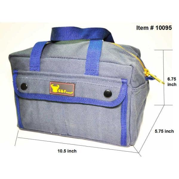 11 in. W Mechanics Tool Bag with Brass Zipper, Dark Blue, Government Issued Style - Hercitys