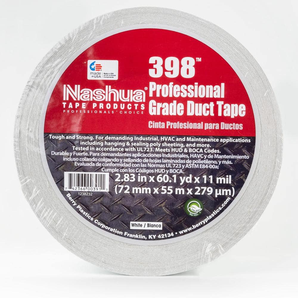 2.83 in. x 60.1 yds. 398 All-Weather HVAC Duct Tape in White - Hercitys
