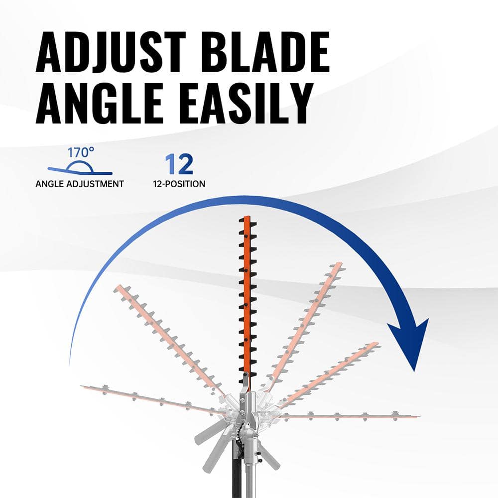 16 in. Hedge Trimmer Attachment Universal, Dual Action Articulating, Heavy Duty Steel Material, 12-Angle Positon - Hercitys