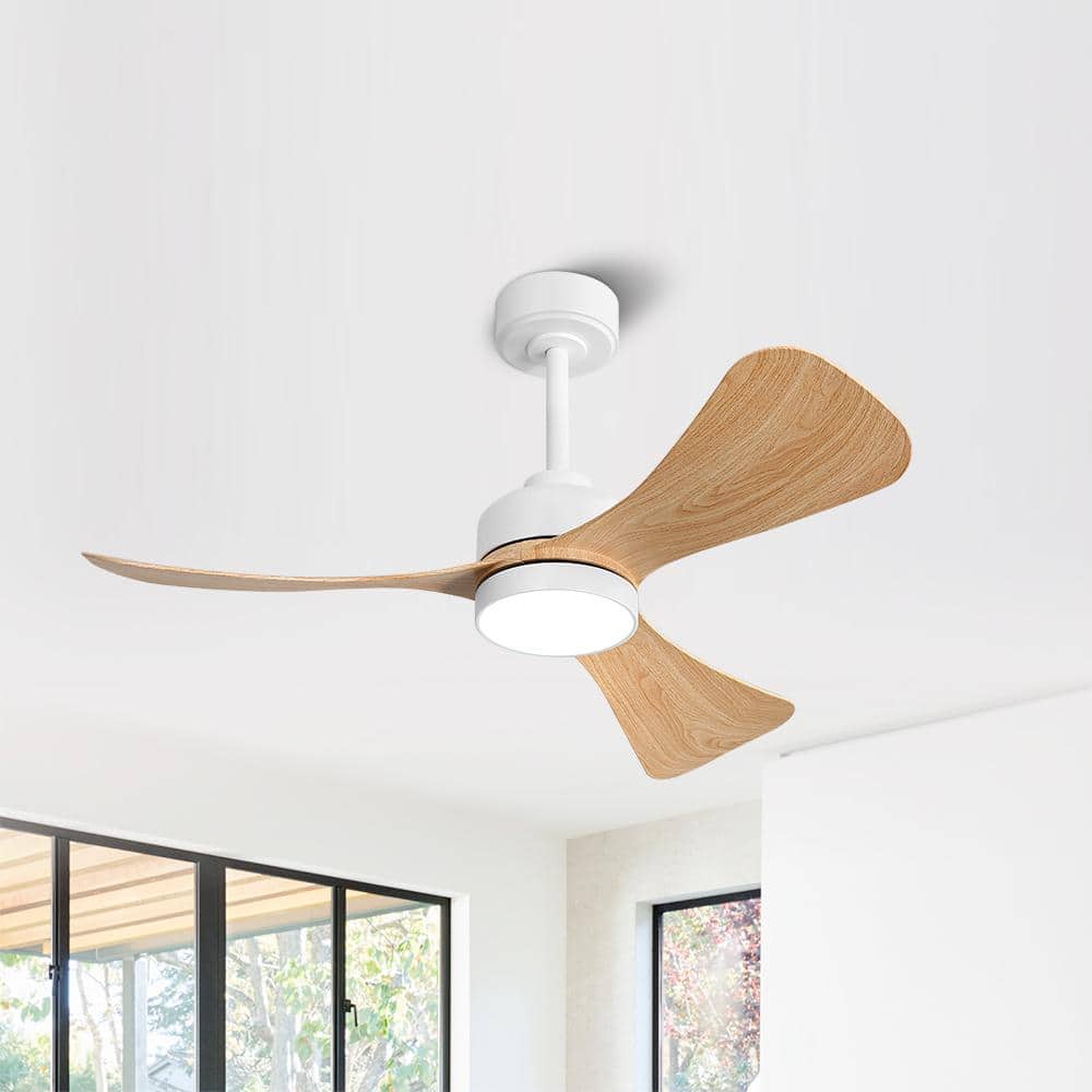 42 in. Indoor Ceiling Fan with Integrated LED and Remote, White - Hercitys