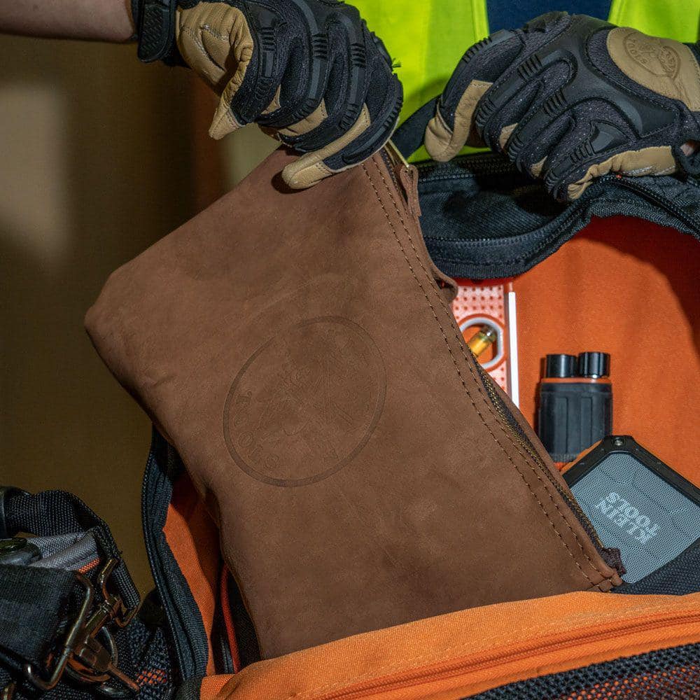 12-1/2 in. Leather Zipper Bag - Hercitys