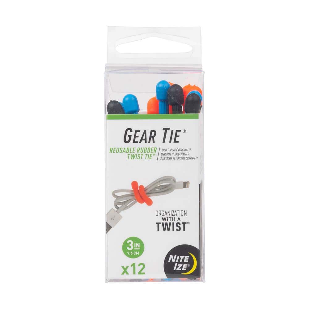 3 in. Assorted – Blue, Black, Orange Gear Tie Pro Pack (12-Units) - Hercitys