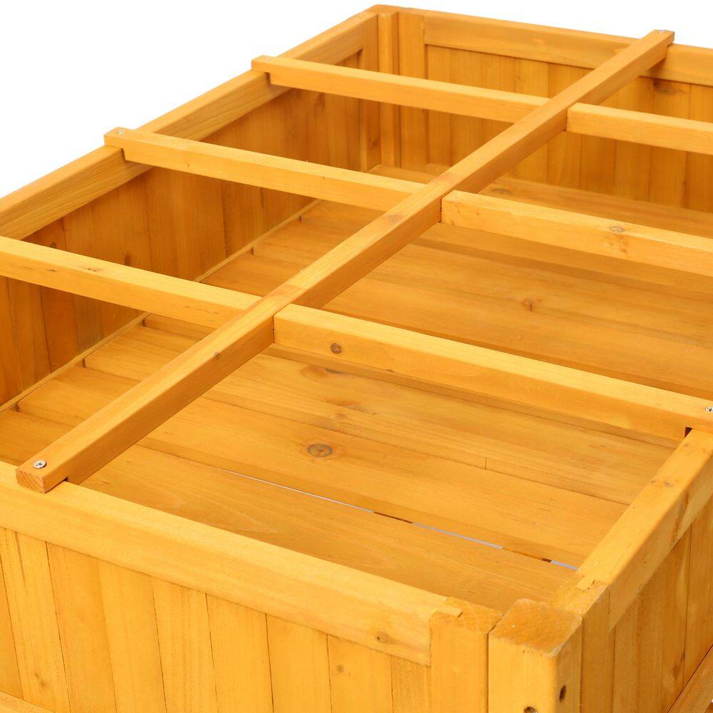 36 in. x 24.2 in. x 34.6 in. Elevated 8 Pocket Herb Wood Raised Garden Bed, Mobile Raised Wood Planter, Brown - Hercitys