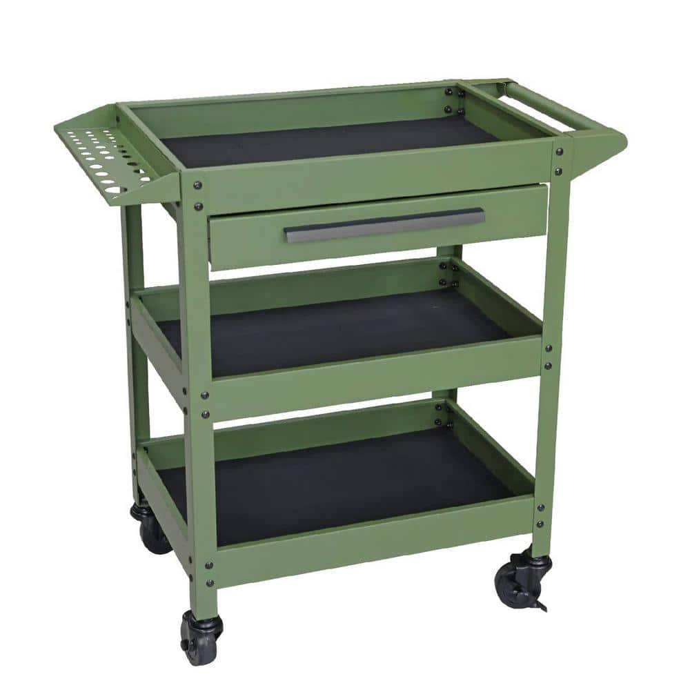 18.9 in. W 3-Layers Utility Cart: Rolling Tool Cart with Lockable Wheels and Multifunction Service Cart - Hercitys
