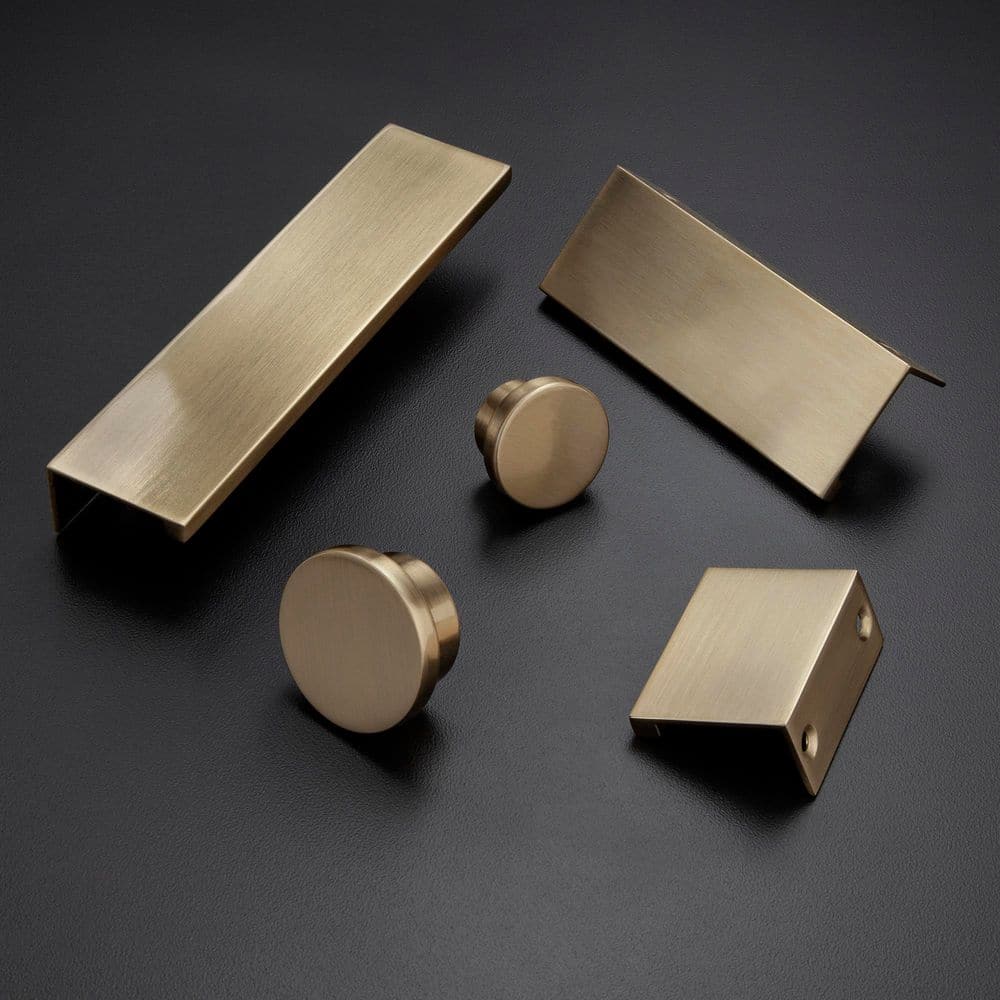 5-Pack Ethan 4 in. (102 mm) Center-to-Center Satin Brass Edge Drawer Pull - Hercitys