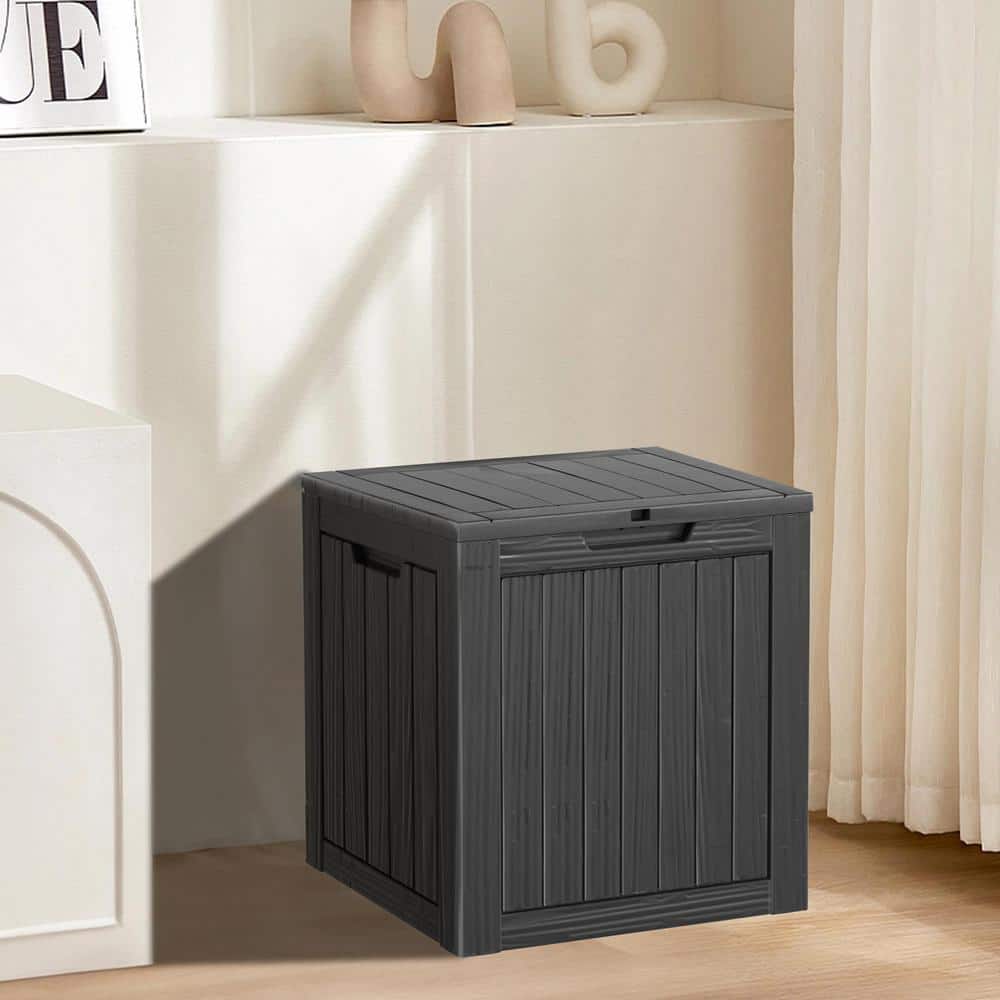 30 Gal. Black Outdoor Resin Waterproof Deck Box with Lockable Lid - Hercitys