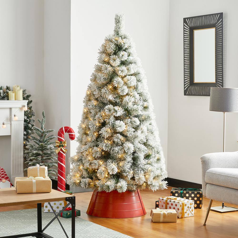 22 in. D Christmas Painted Red Metal Tree Collar (KD) - Hercitys